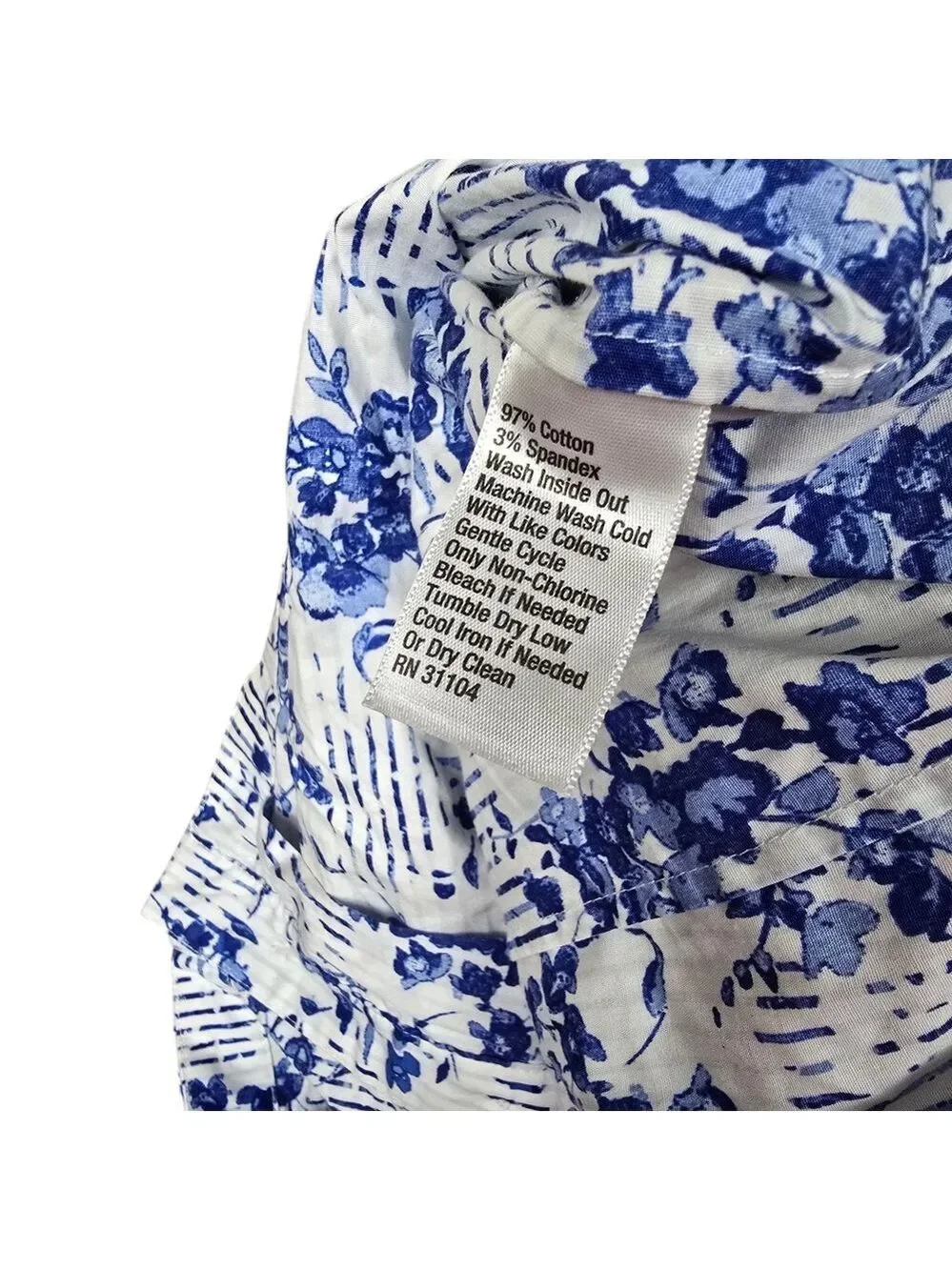Kari Blue Curvy V Neck Floral Button Down Front Knot Keyhole Tank Top 14W